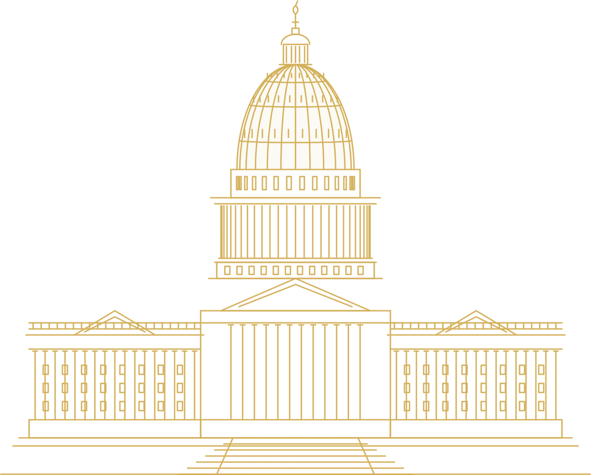 Dessin au trait doré du Capitole des États-Unis